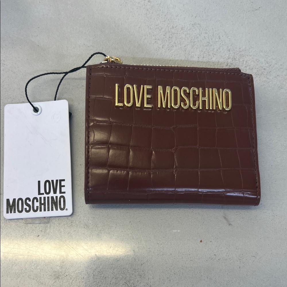 Love Moschino Dark Brown Croc-Embossed Wallet